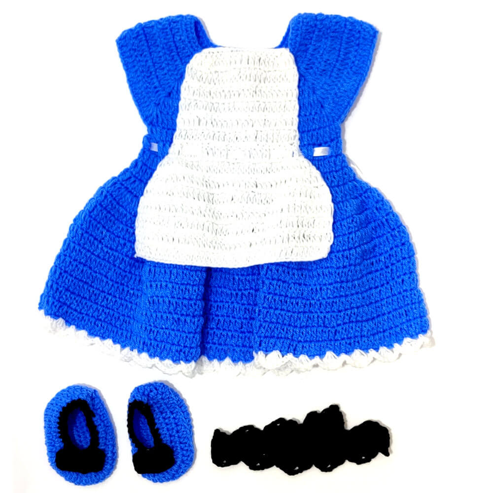 Wonderland Baby Girl 2-in-1 Crochet Baby Outfit & Photo-prop 1 Wonderland Baby Girl 2-in-1 Crochet Baby Outfit & Photo-prop