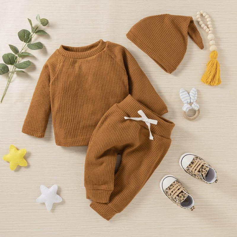 Solid Ribbed Long-sleeve Set 1 Solid Ribbed Long-sleeve Set